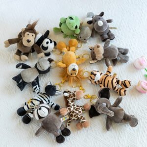 jungle animal plush keychain
